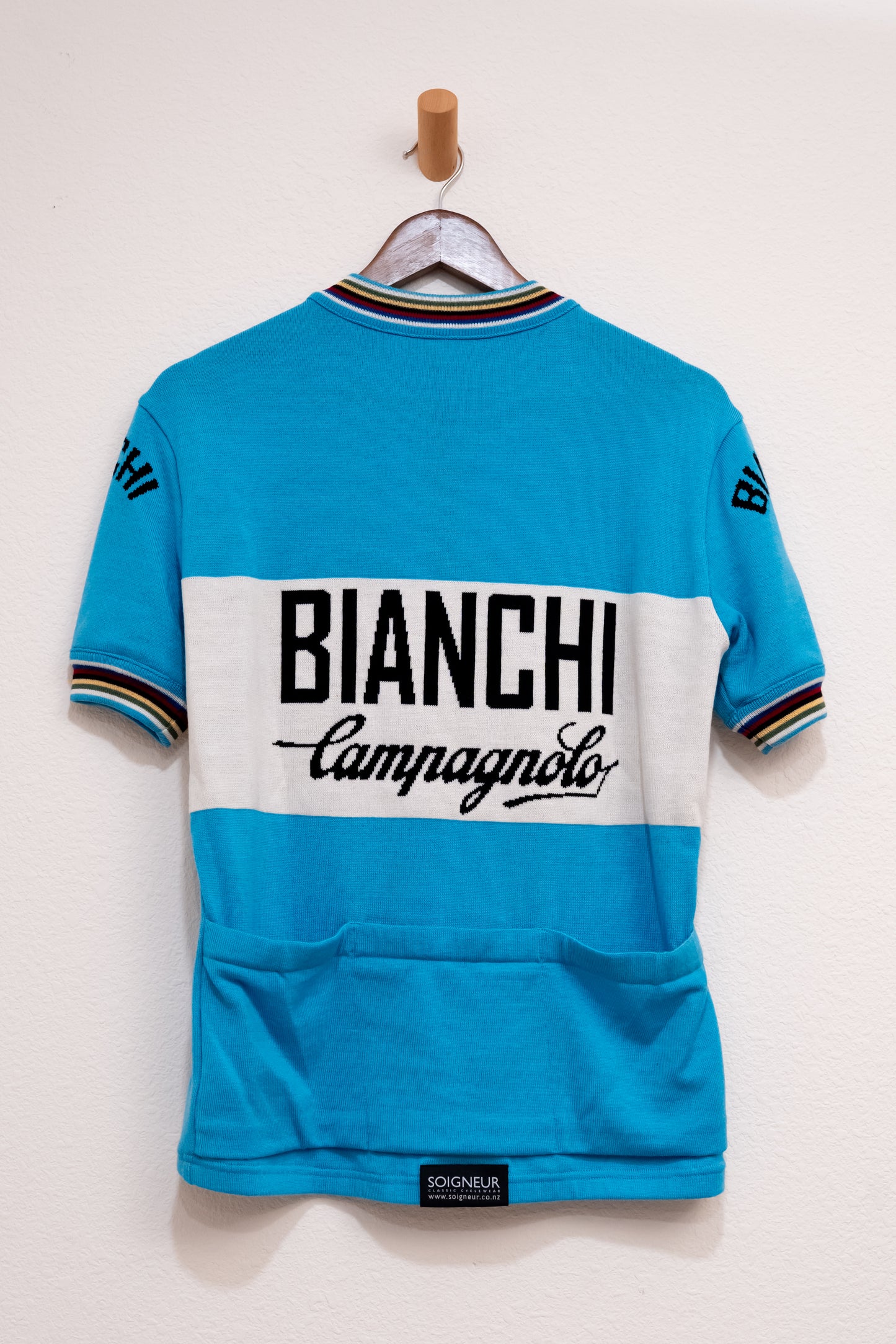 Bianchi Merino Wool Cycling Jersey Blue