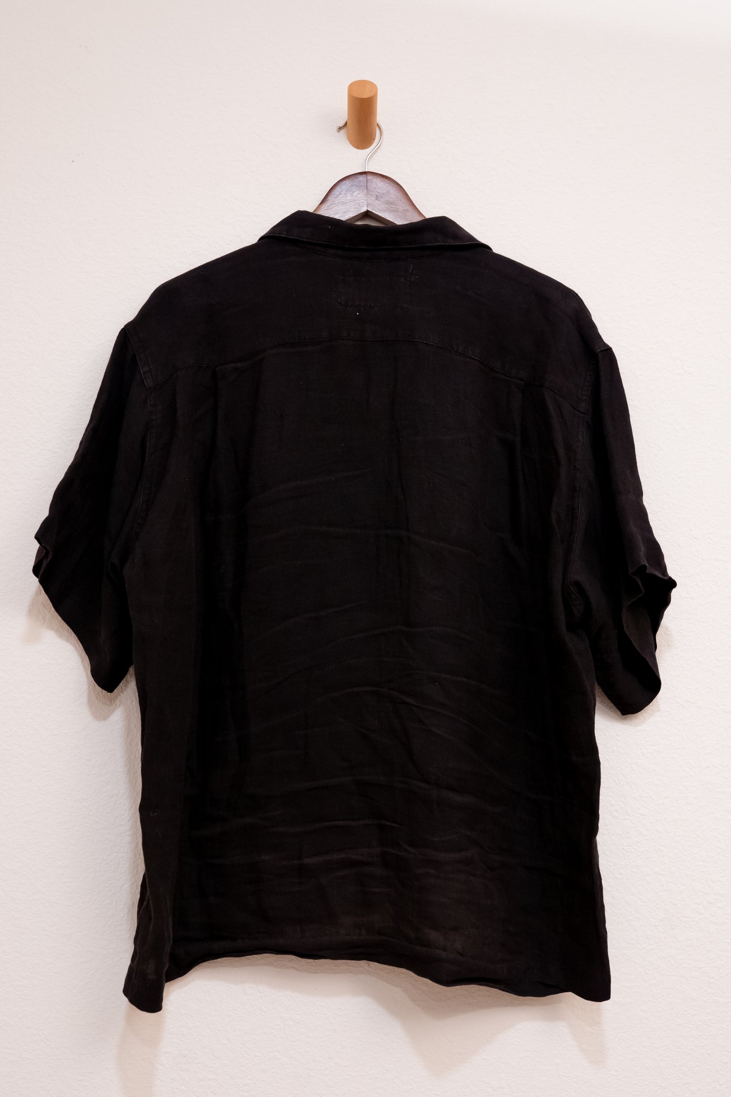 Story MFG Peace Greetings Linen Shirt Black Iron