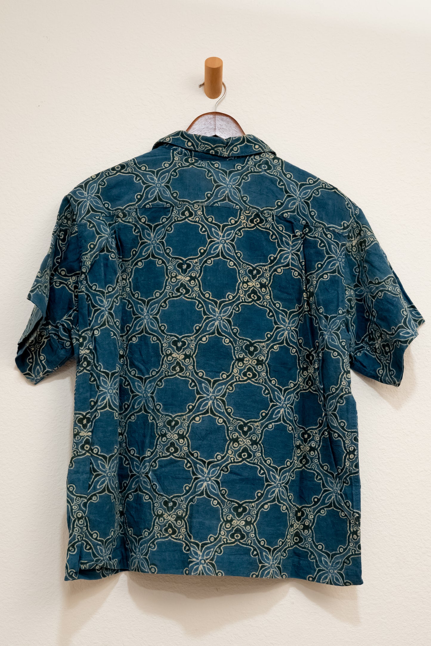 Story MFG Grettings Shirt Indigo Tessellate Block