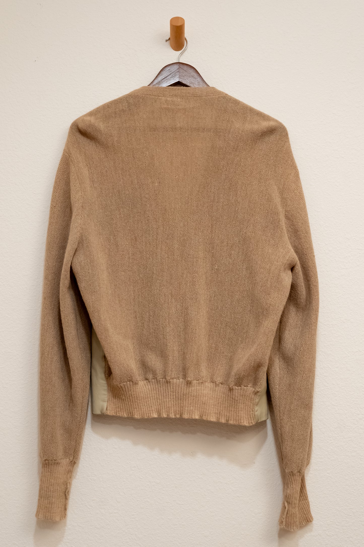 Vintage 50s Wool and Leather Church Cardigan Sweater