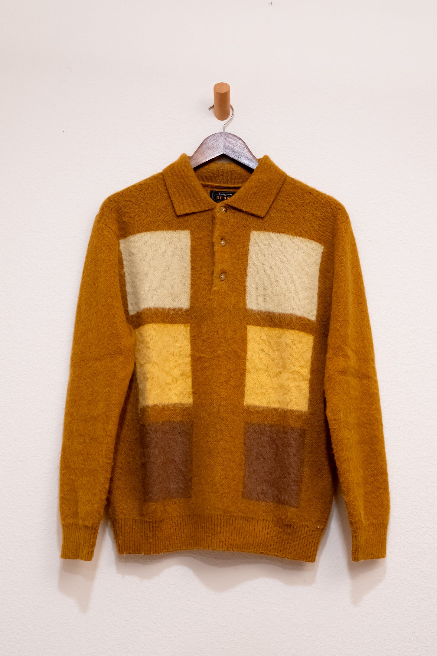Beams Plus Shaggy Knit Polo Mustard